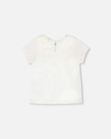T-Shirt With Crochet Peter Pan Collar