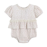 Beige Floral Ruffle Romper