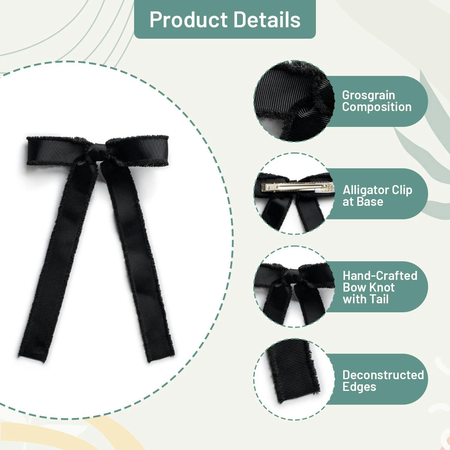 Halo Luxe Dahlia Deconstructed Grosgrain Ribbon Long Tail Clip - Black