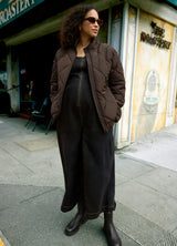 Zip Front Drapey Denim Maternity Jumpsuit