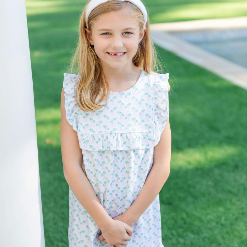 Piper Girls' Dress - Palm Tree Isle Pink