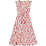Giselle Women's Maxi Dress White Pink Ikat, Pink