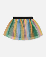 Printed Mesh Skirt Multicolored