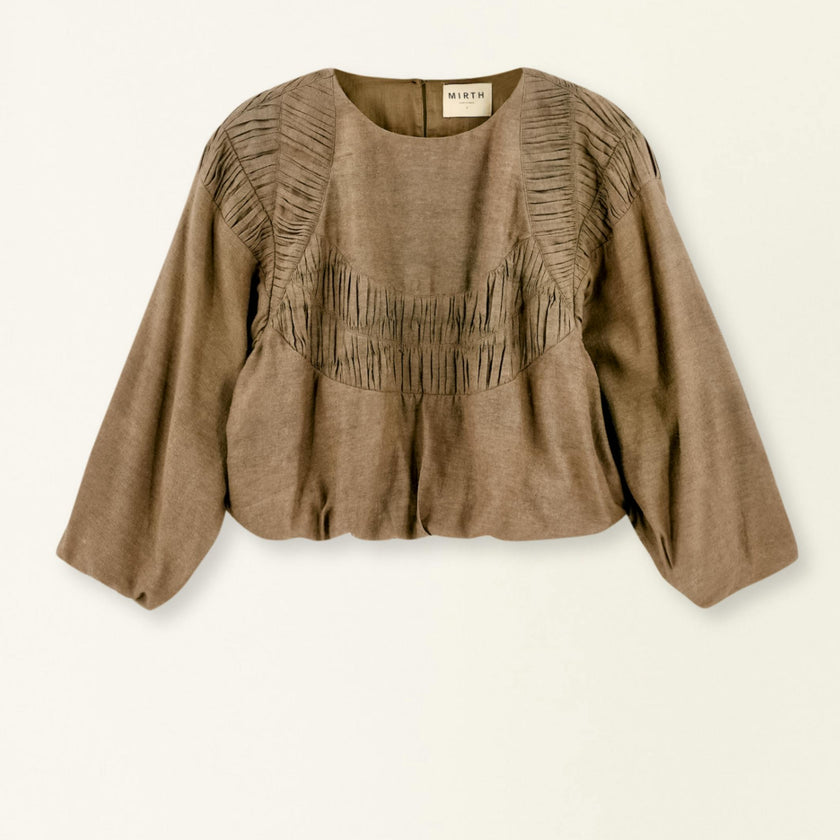 Andaman Ruched Blouse in Walnut