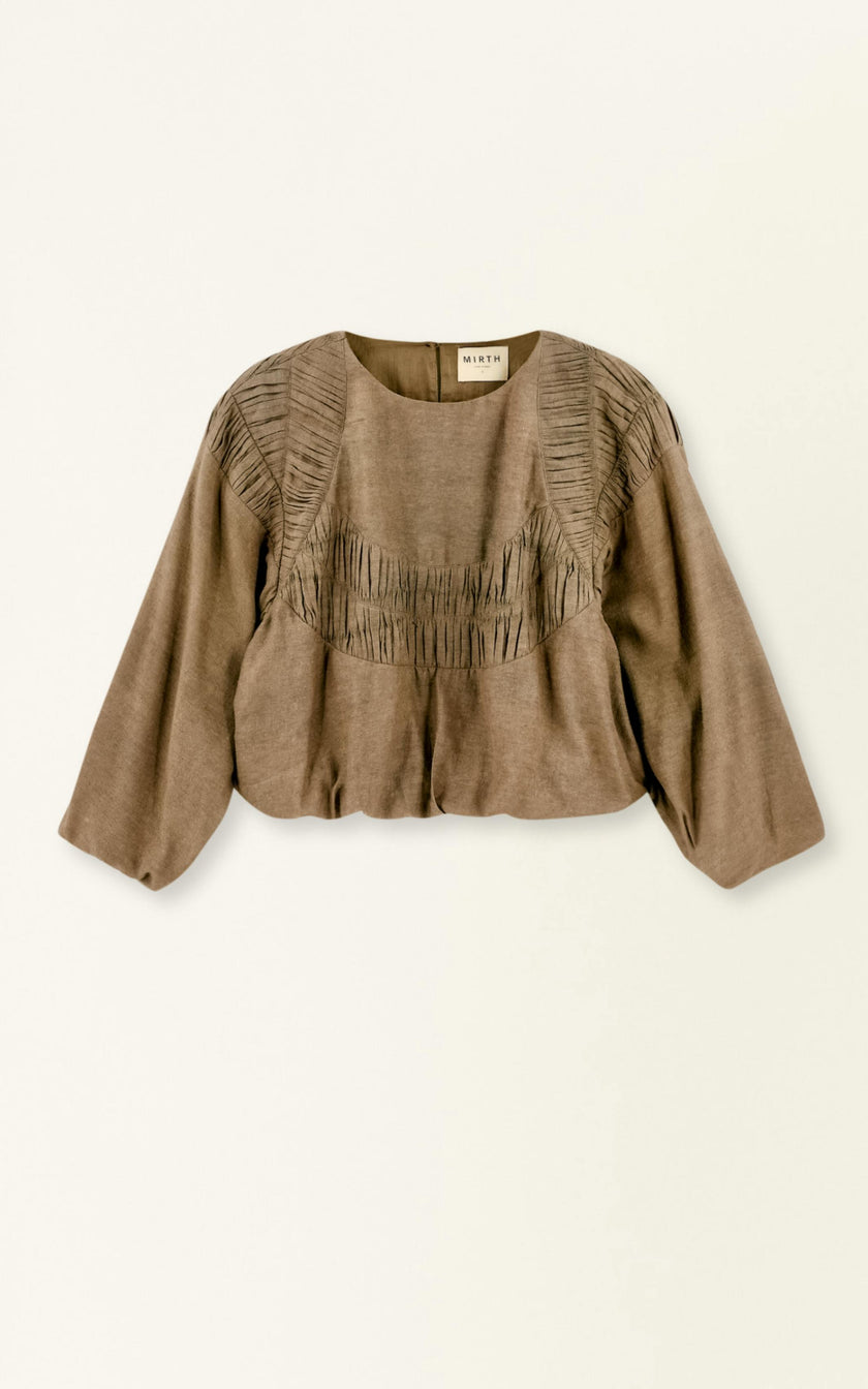 Andaman Ruched Blouse in Walnut