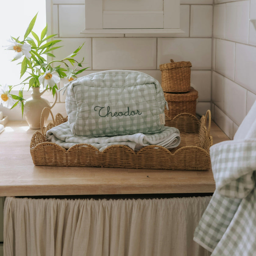 Toiletry Pouch - Green Gingham