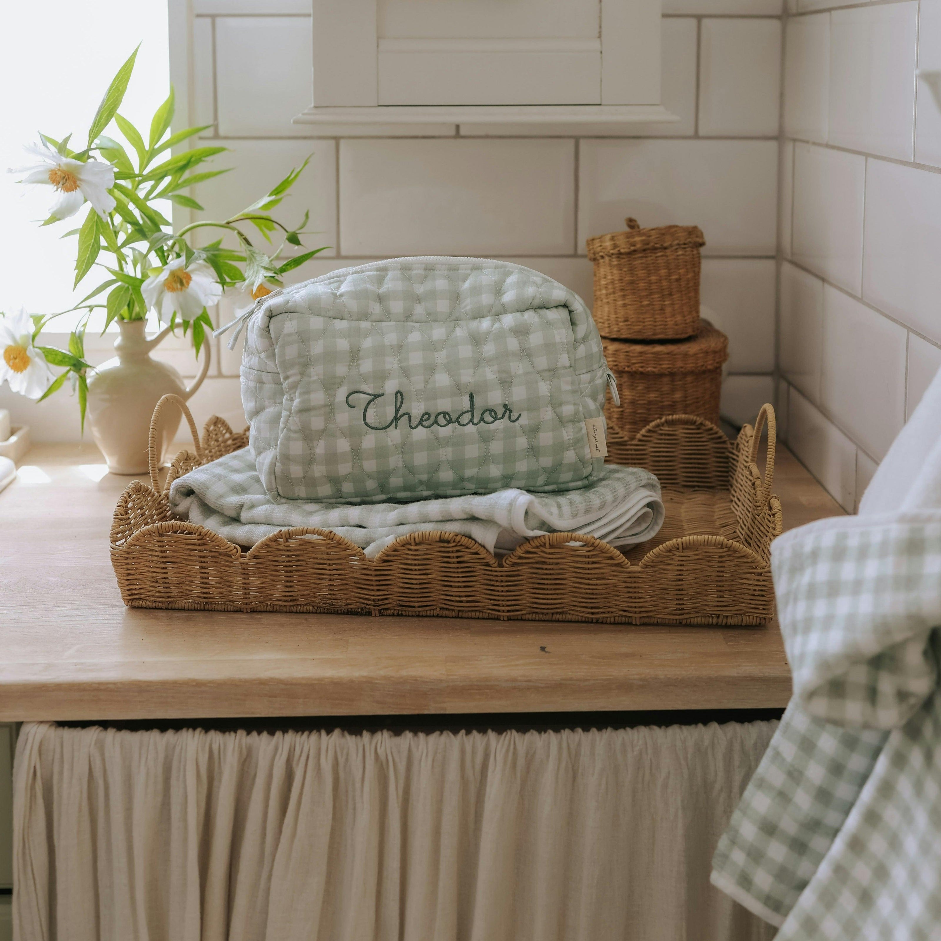 Toiletry Pouch - Green Gingham
