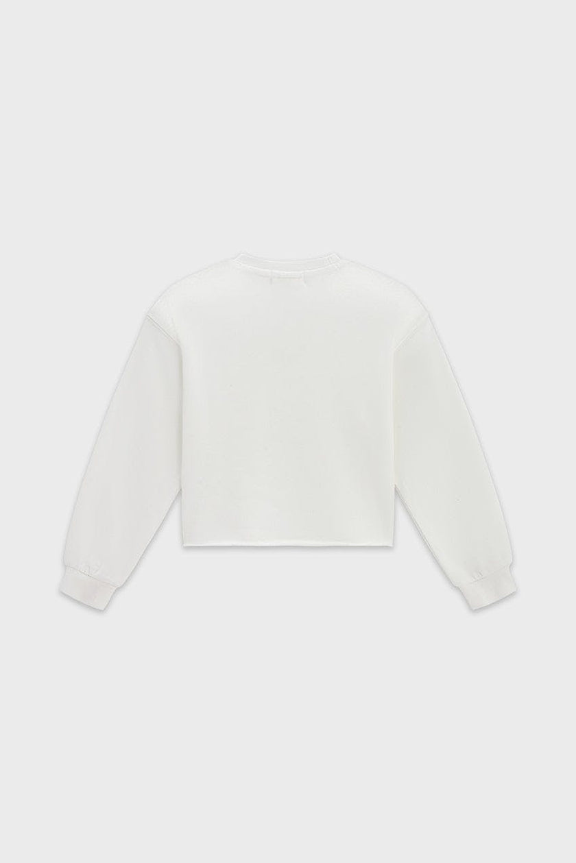 Cotton Mock Neck Cropped Sweatshirt