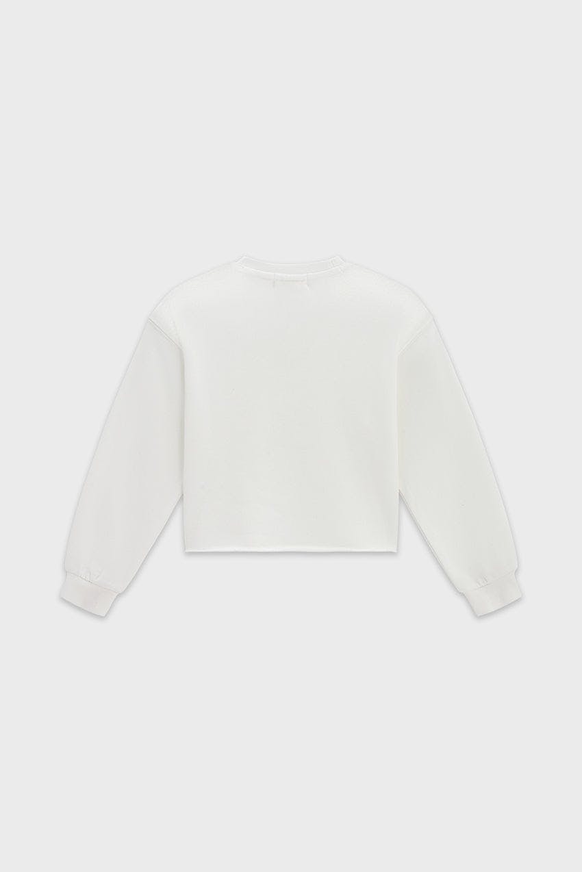 Cotton Mock Neck Cropped Sweatshirt