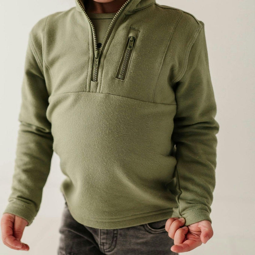 Boy's 3/4 Fleece Zip Sweatshirt