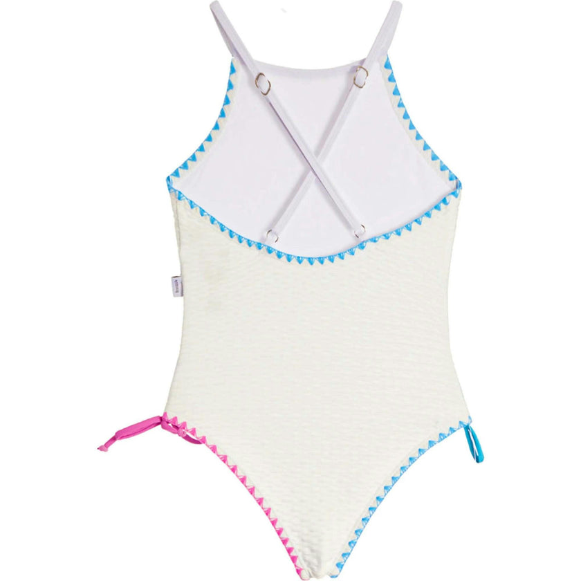 Sari Embroidered Trim One Piece Swimsuit