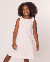 Girl's Twill Amelie Nightgown in Pink and White Stripe