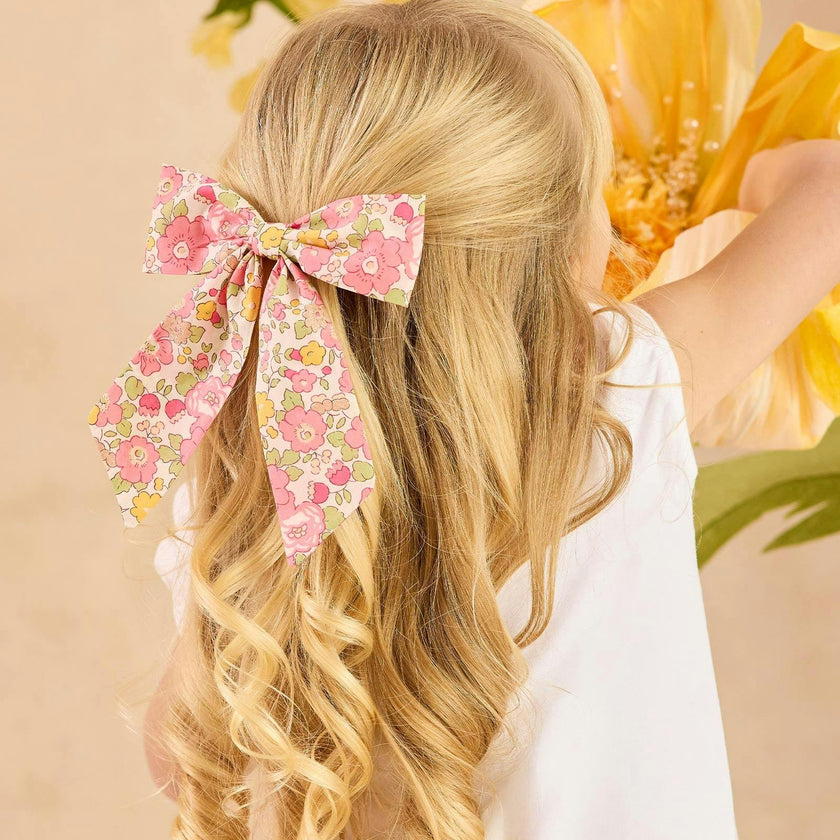 Extra Large Bow Hair Clip in Peach Sparkle Betsy