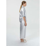 Culotte Metallic Linen Pants - New Silver