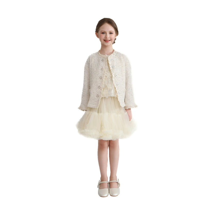 Cream Sequin Tweed Jacket