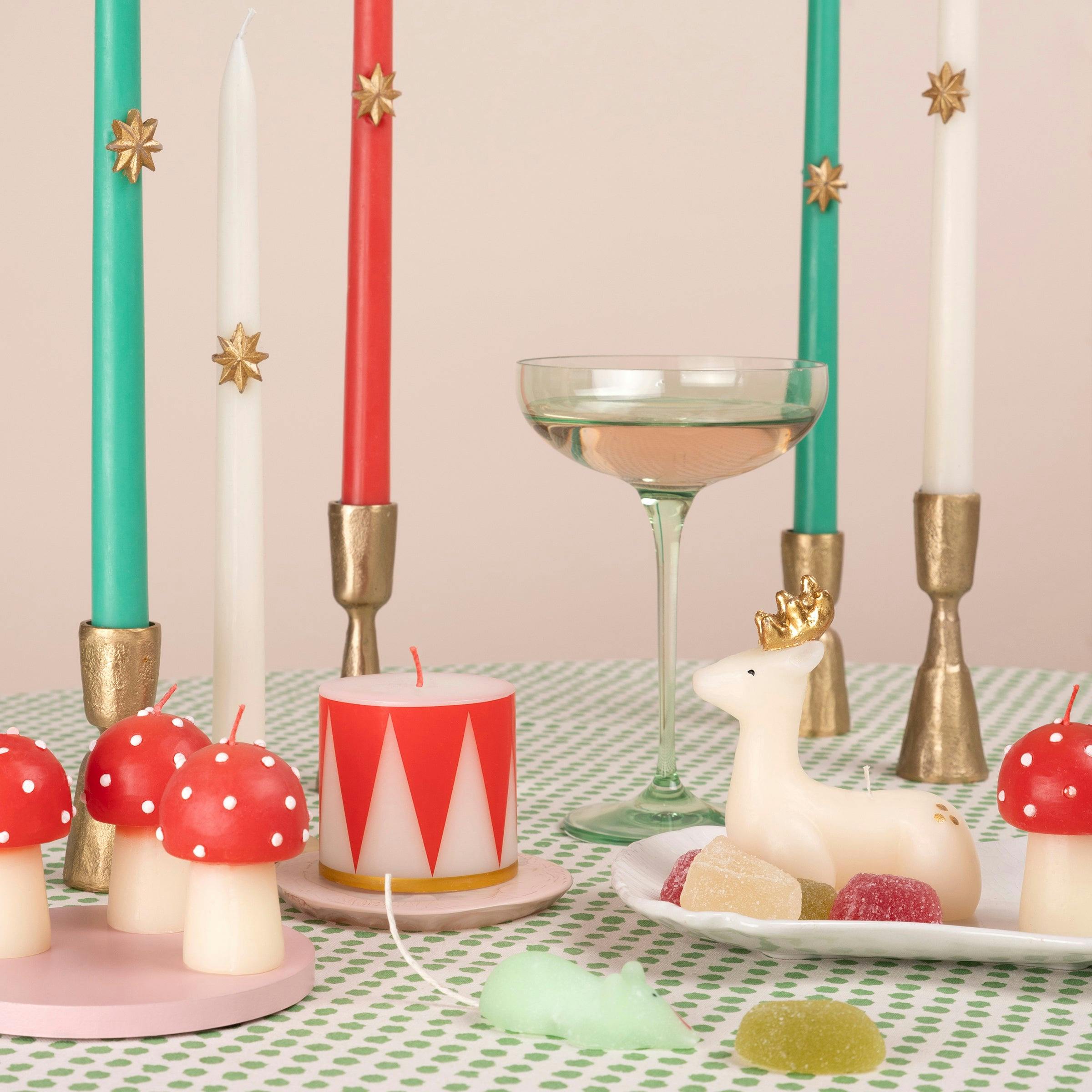 Mixed Gold Star Taper Candles