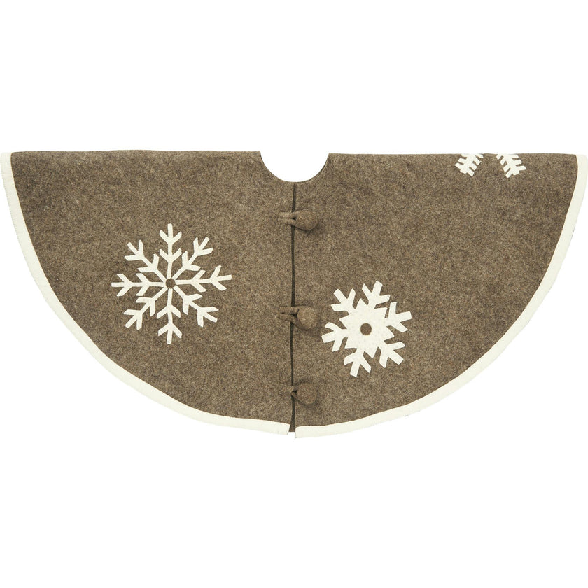 Handmade Snowflakes Gray Christmas Tree Skirt Felt - 60"