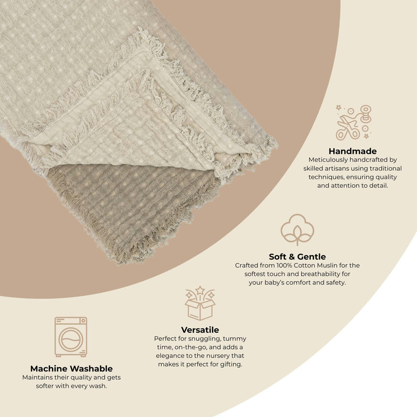 Multi-Layer Cotton Muslin Baby Blanket (Dove Grey Ombre)