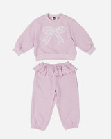Lace Bow Sweatshirt Set