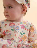 Linen Blend Dress & Headband Mexican Floral