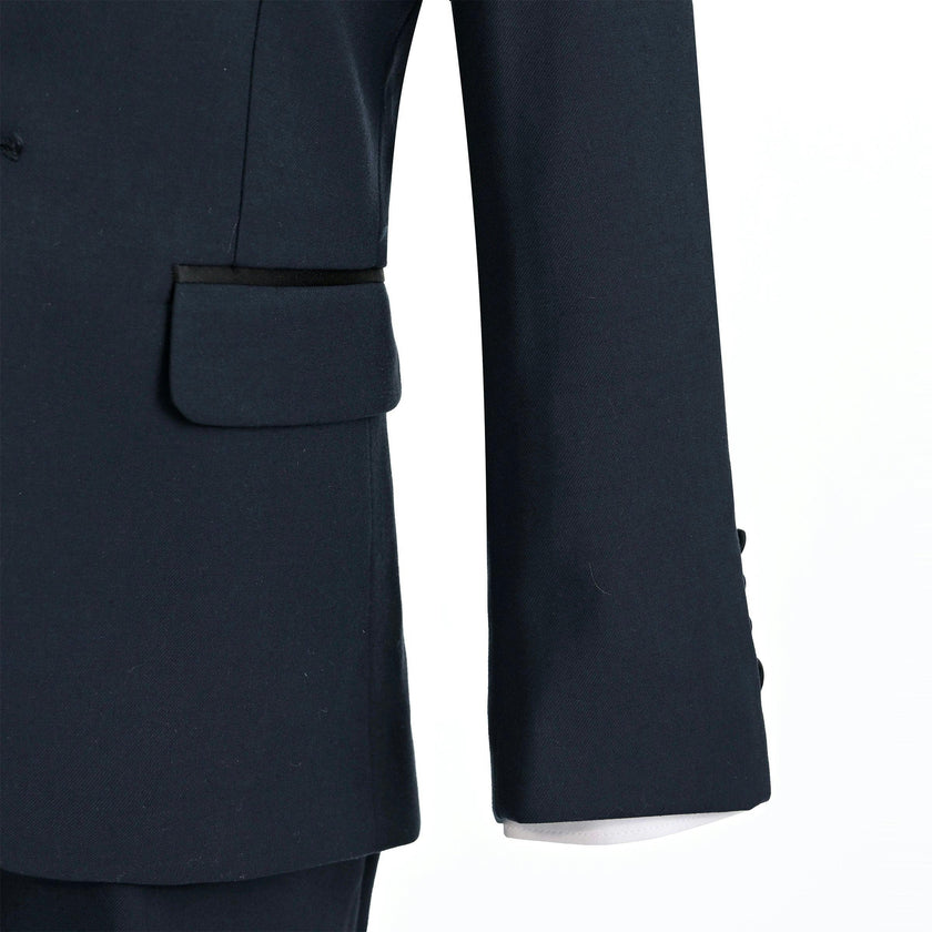 Navy Peak Lapel Trim Wool Suit