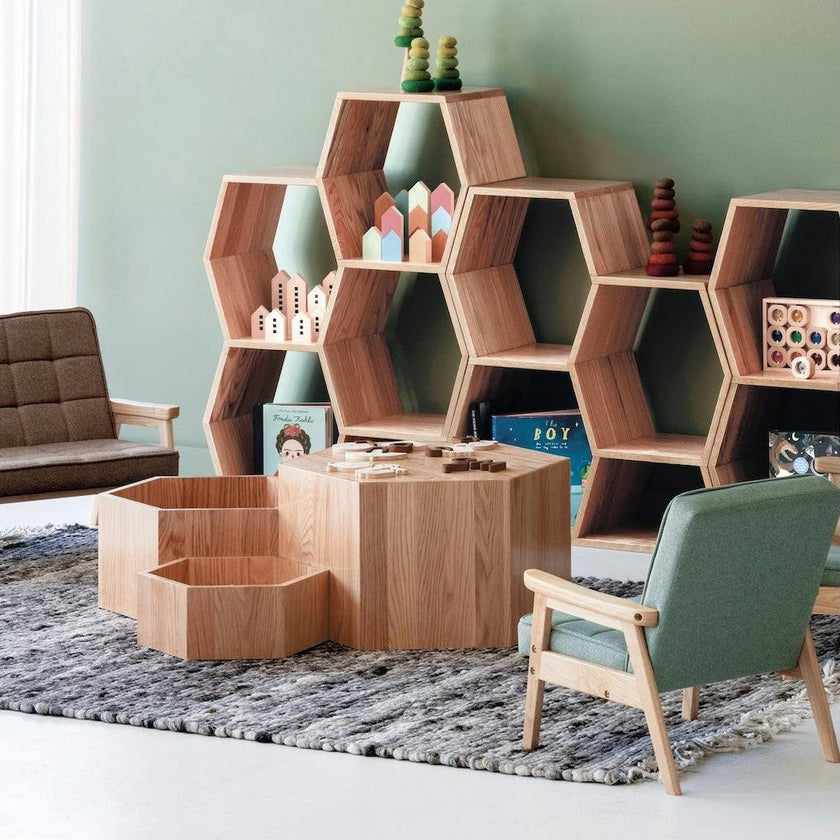 Hexagon Nesting Tables (Set of 3) | Solid European Oak