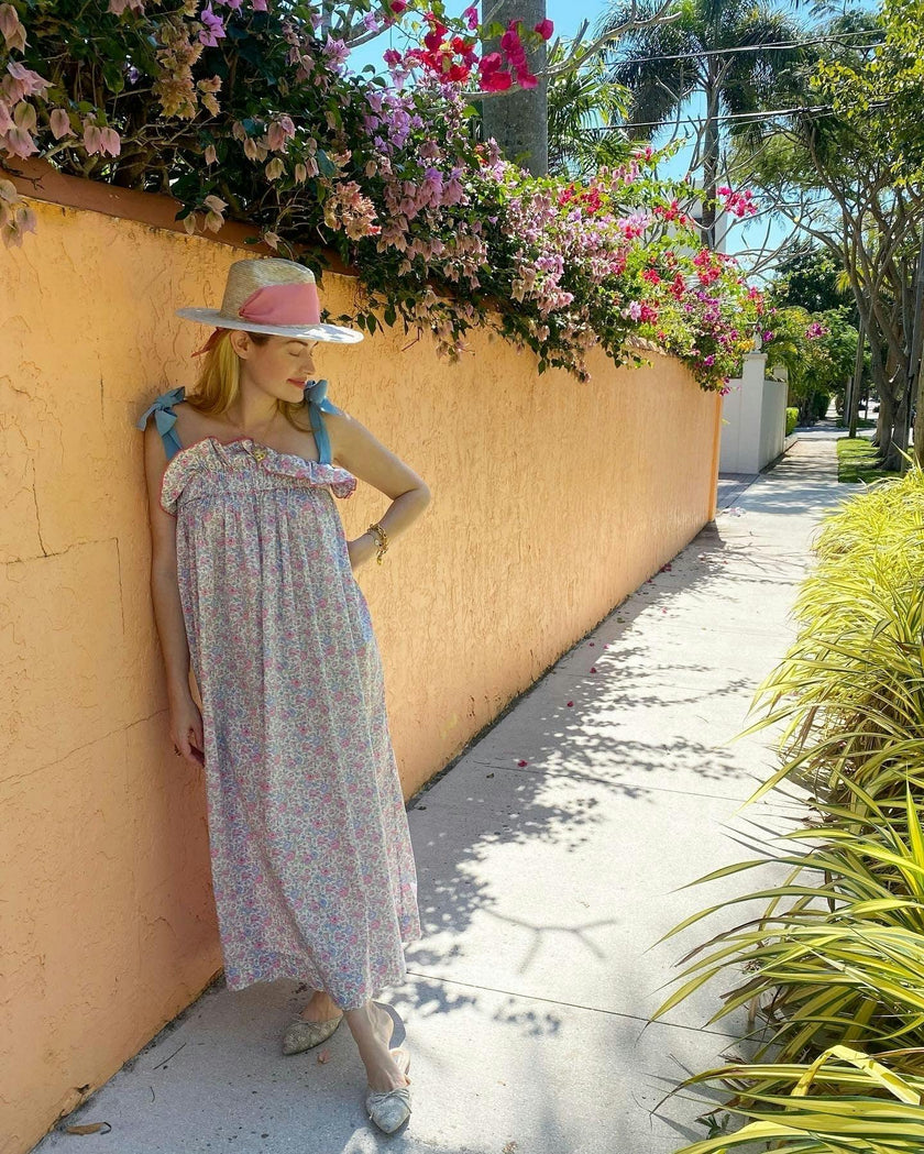 Zinnia Sun Hat - Wide & Short Red Grosgrain Ribbon