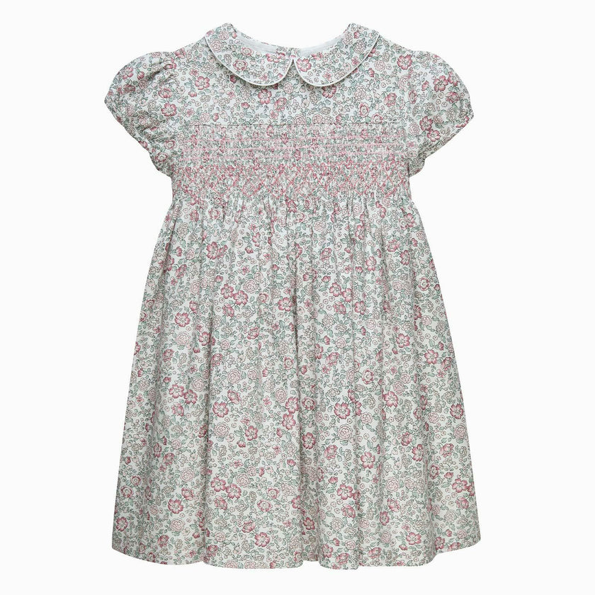 Arabella Floral Smocked Dress in Pink