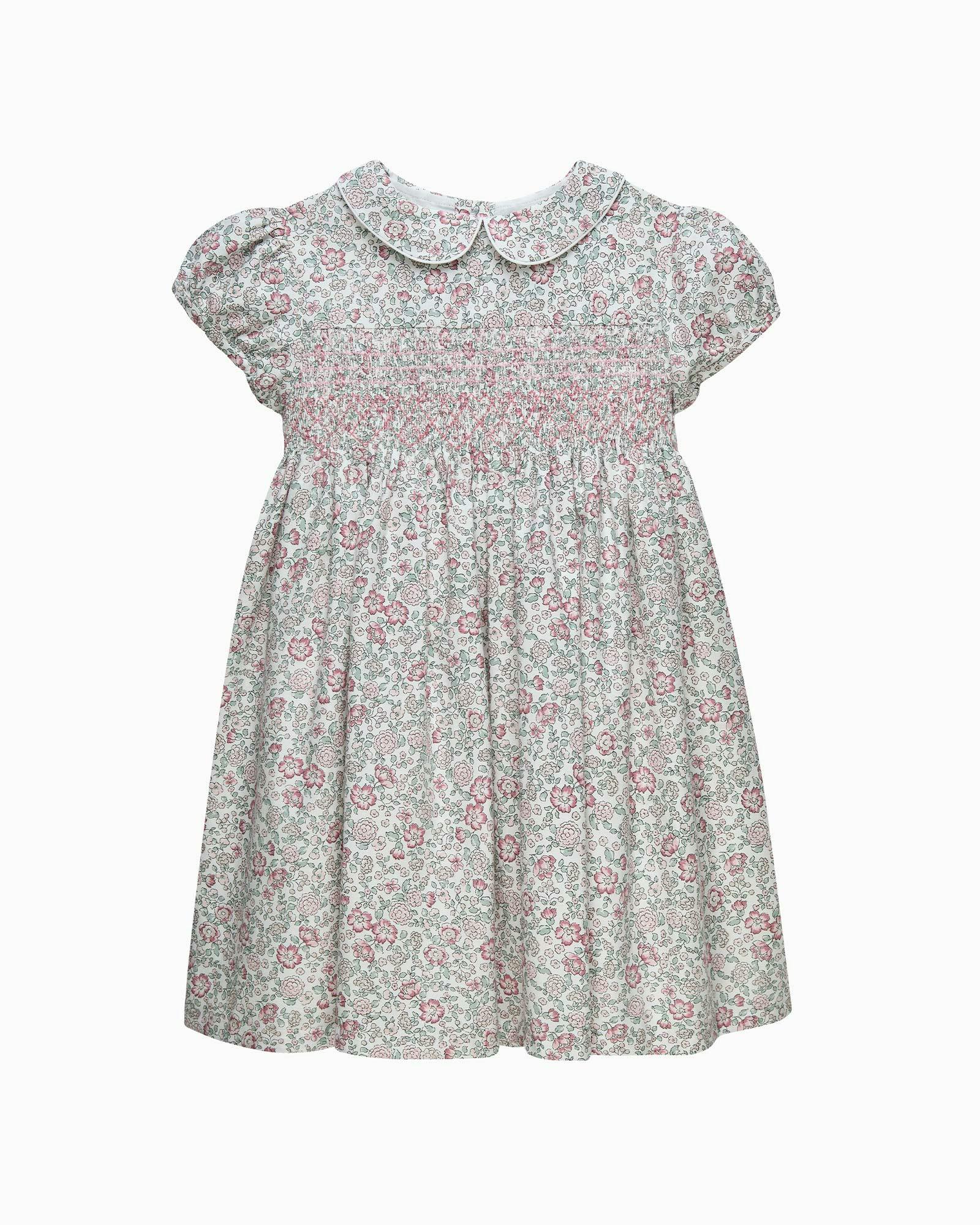 Arabella Floral Smocked Dress in Pink