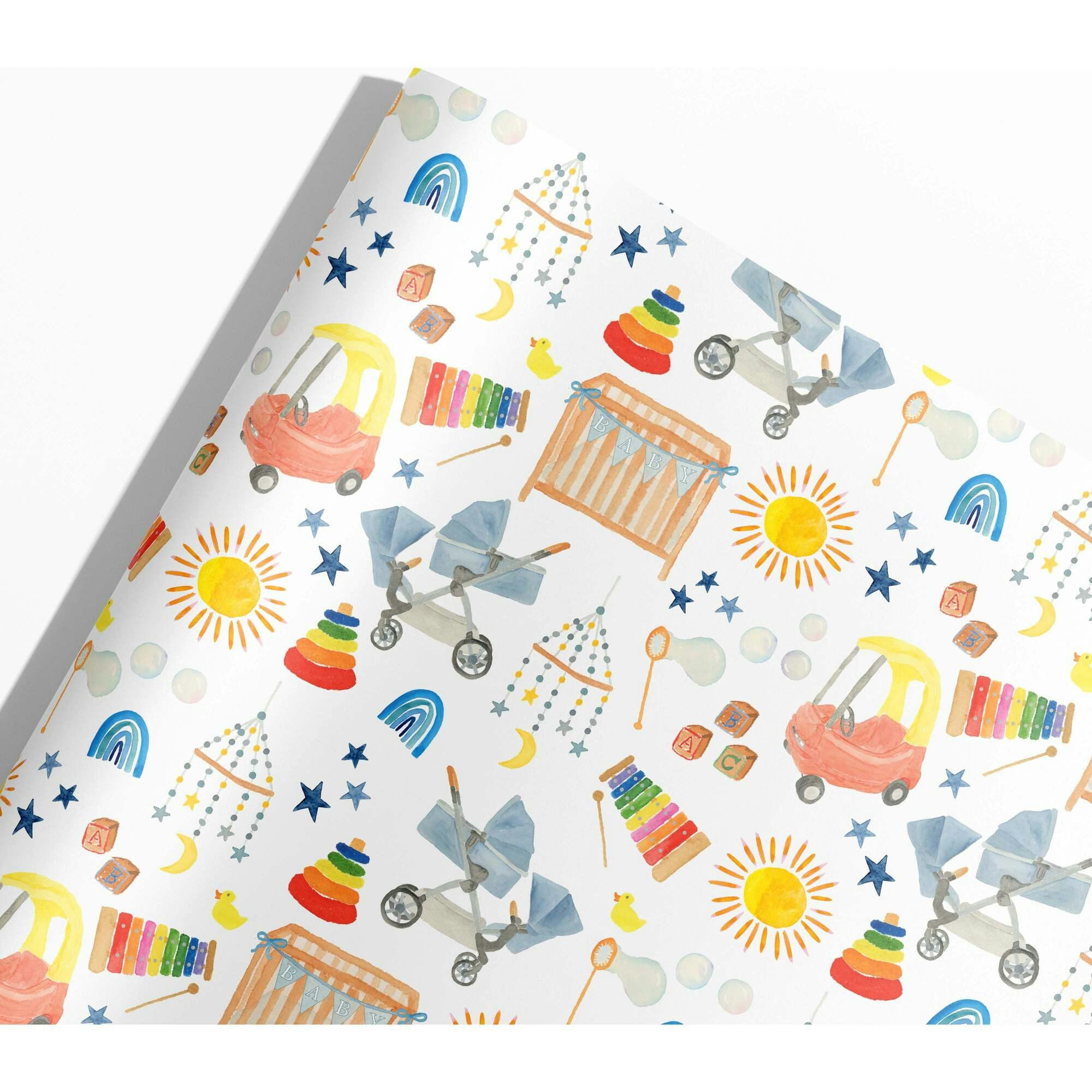 Baby Shower Icons Gift Wrap
