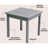 Archer 18.9" Modern Classic Square Slatted Solid Acacia Wood Indoor/Outdoor Adirondack Side Table