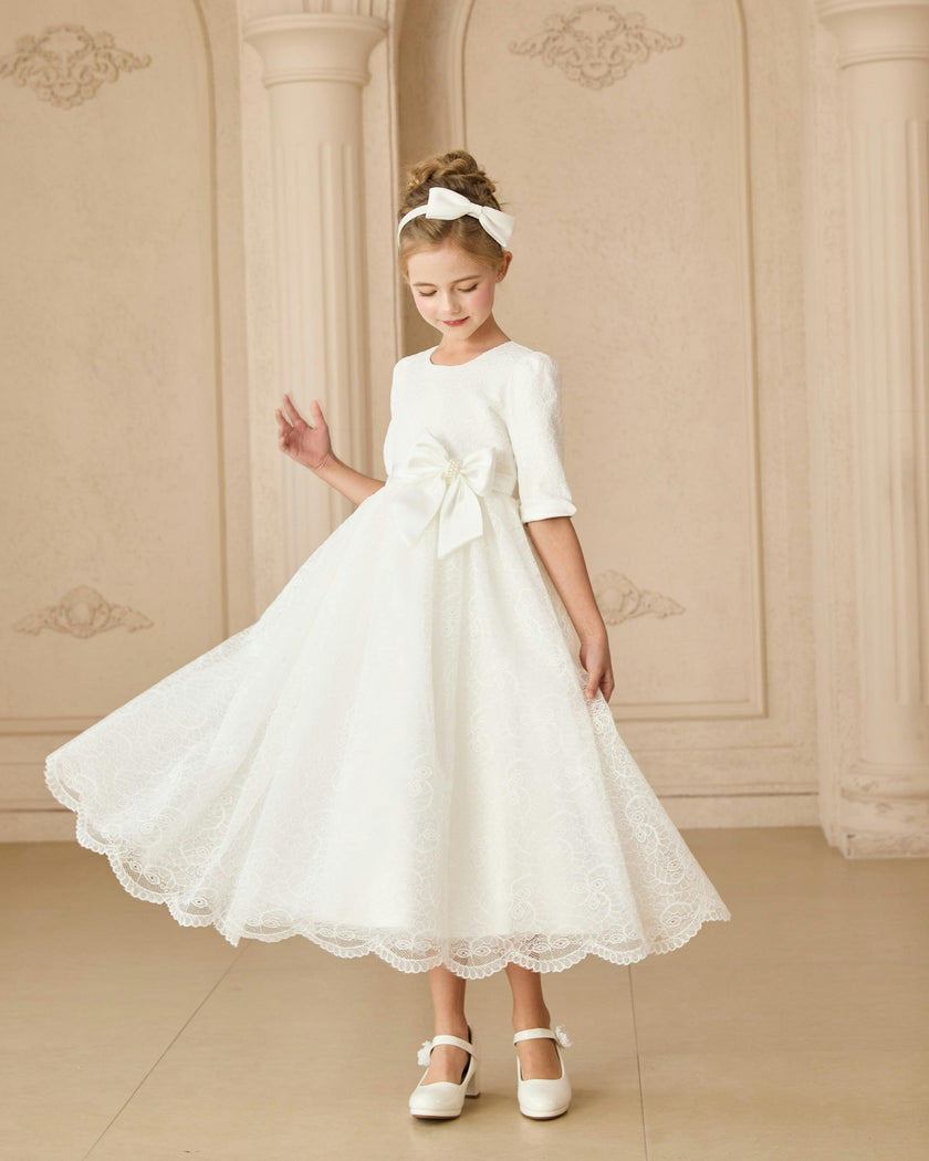 White Shannora Puff Sleeve Formal Dress
