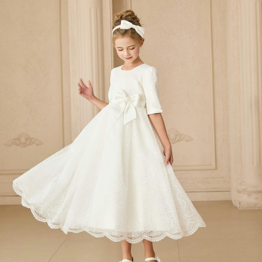 White Shannora Puff Sleeve Formal Dress