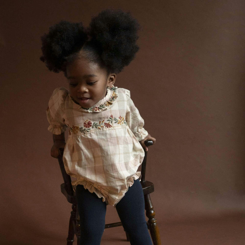Baby Juniper Embroidered Ruffle Collar Long Sleeve Romper