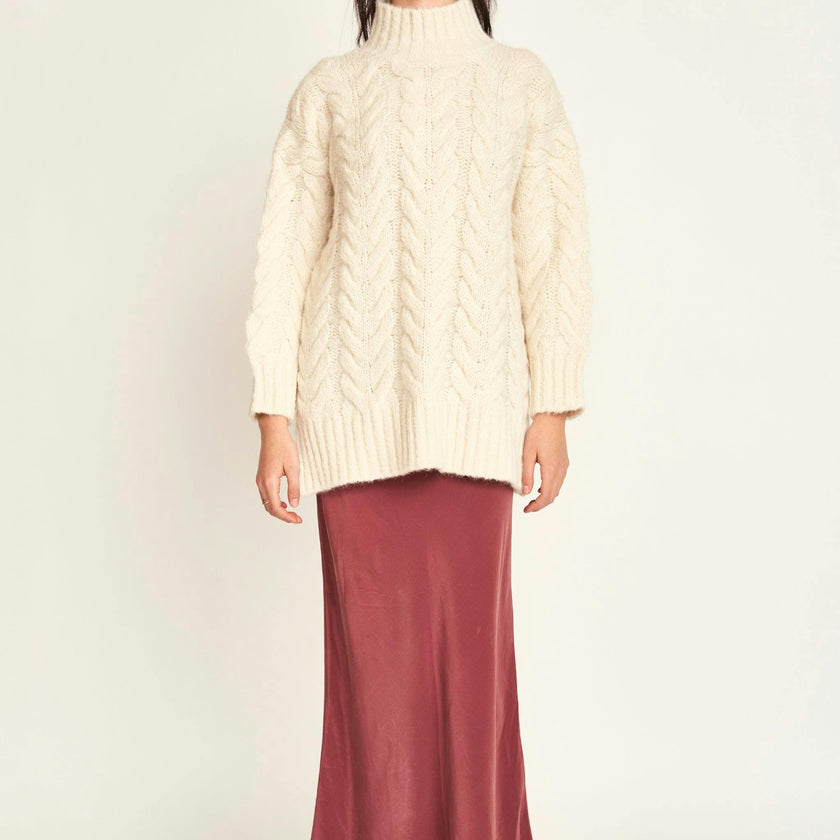 Salida Cable Turtleneck in Alabaster