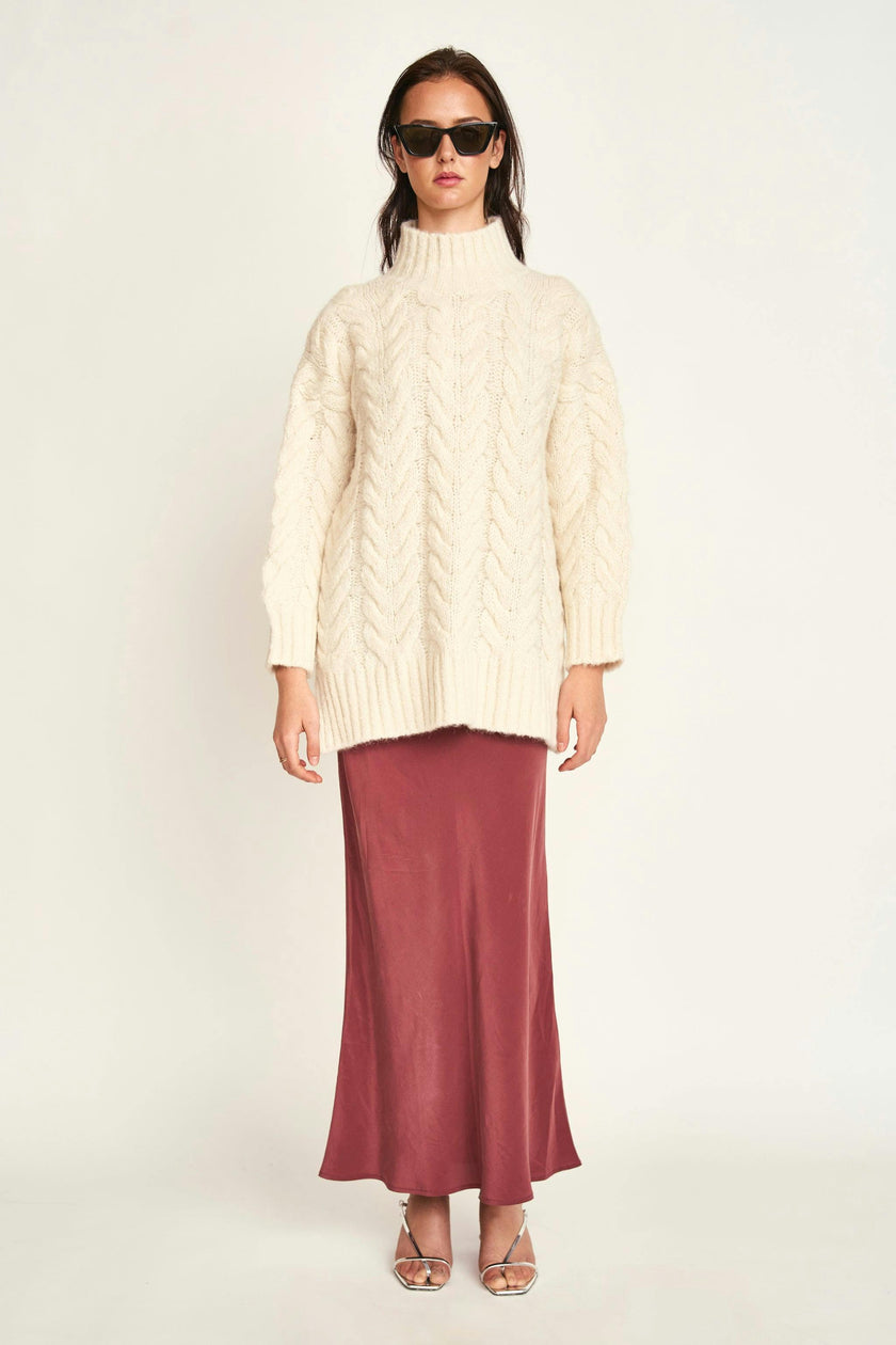 Salida Cable Turtleneck in Alabaster