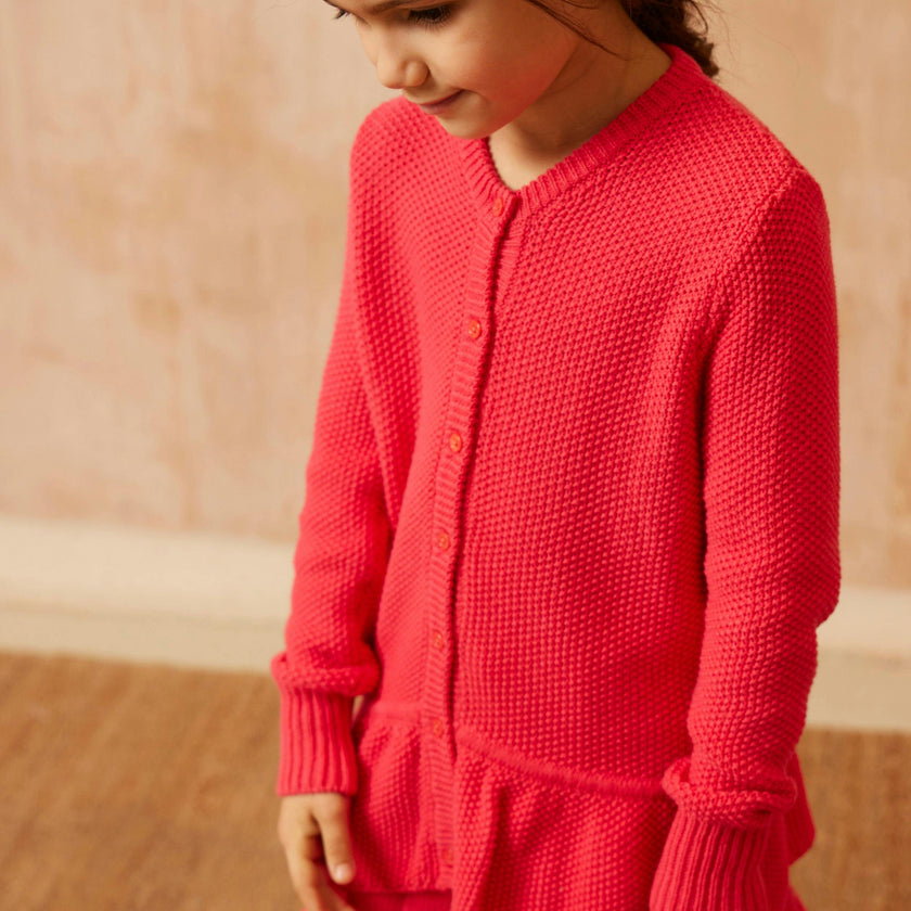 Moss Stitch Jacket | Raspberry