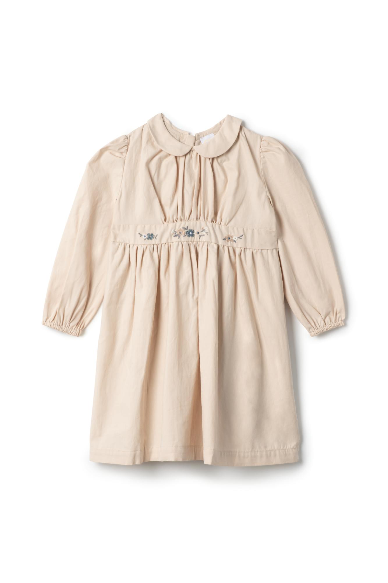 Floral Embroidered Dress Beige