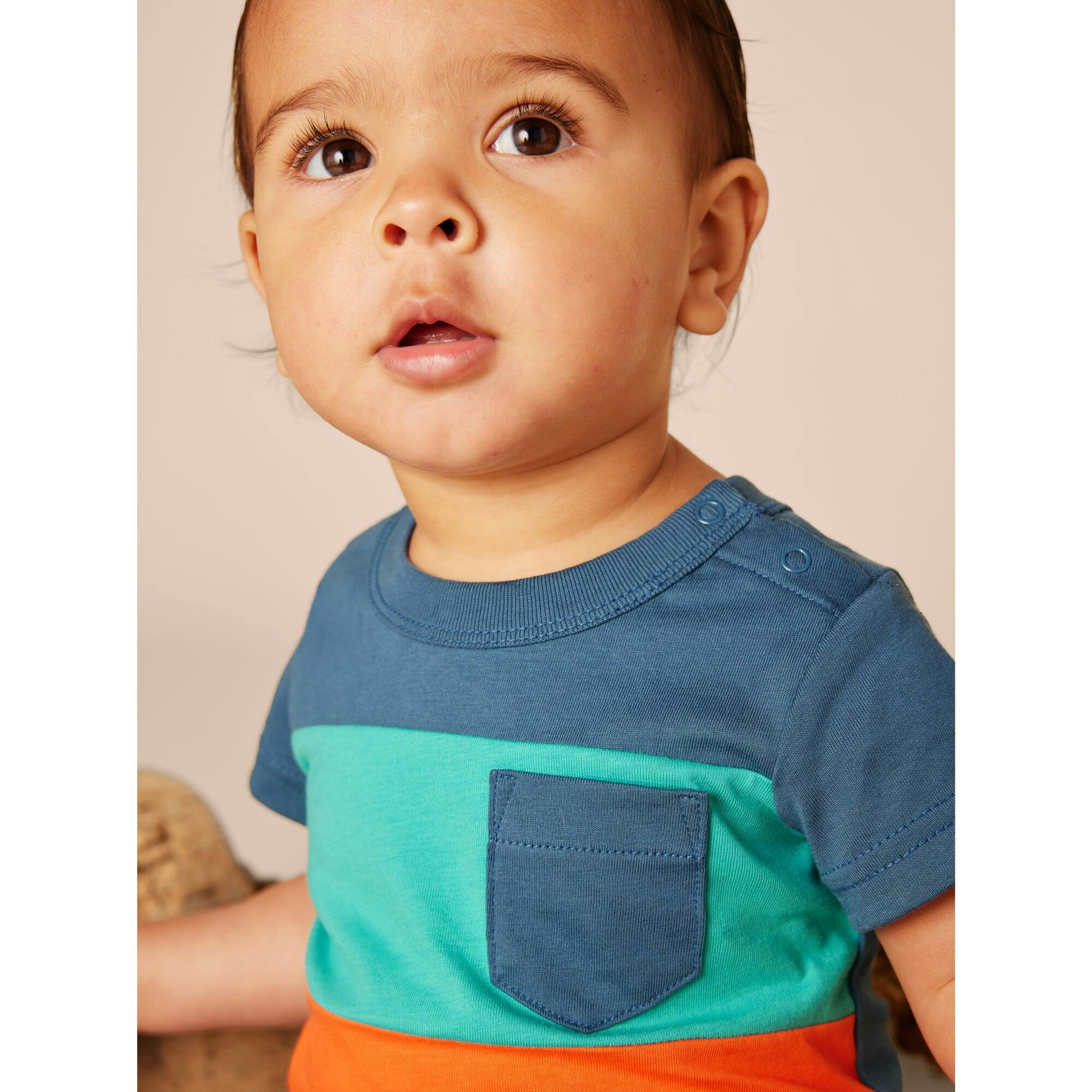 Baby Color-Block Pop Pocket Shortie Romper, Multi