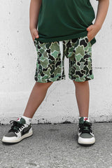 Green Distressed Camo Lounge Pocket Tee & Shorts Set