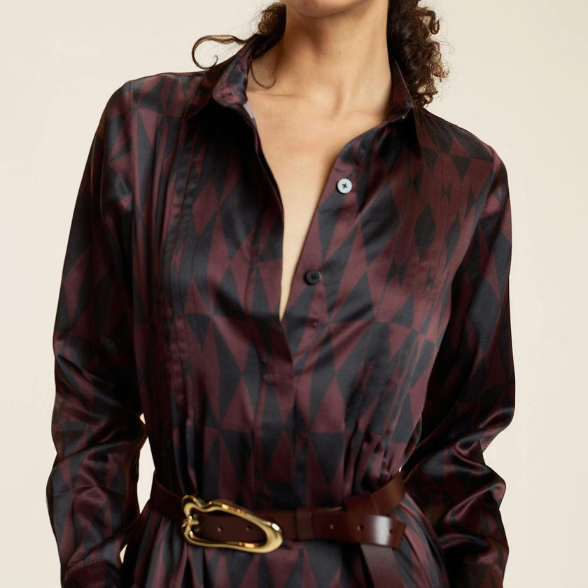 Silk Pintuck Shirt Dress