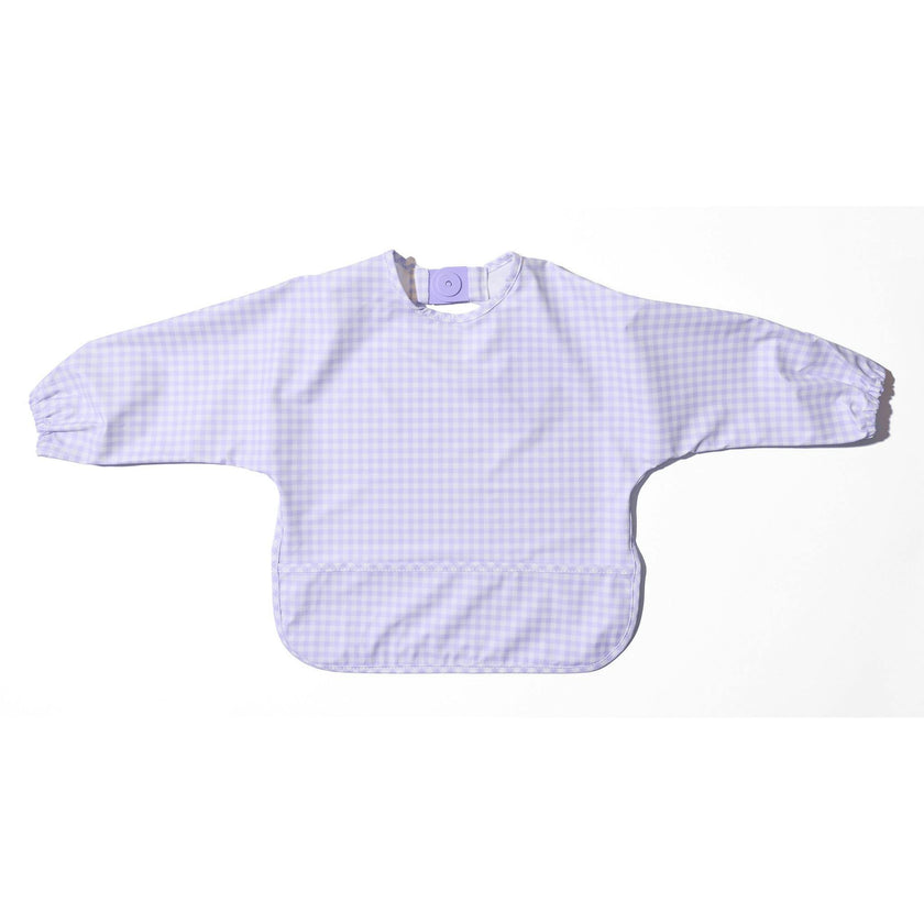 Magnetic Long Sleeve Bib - Violet Check