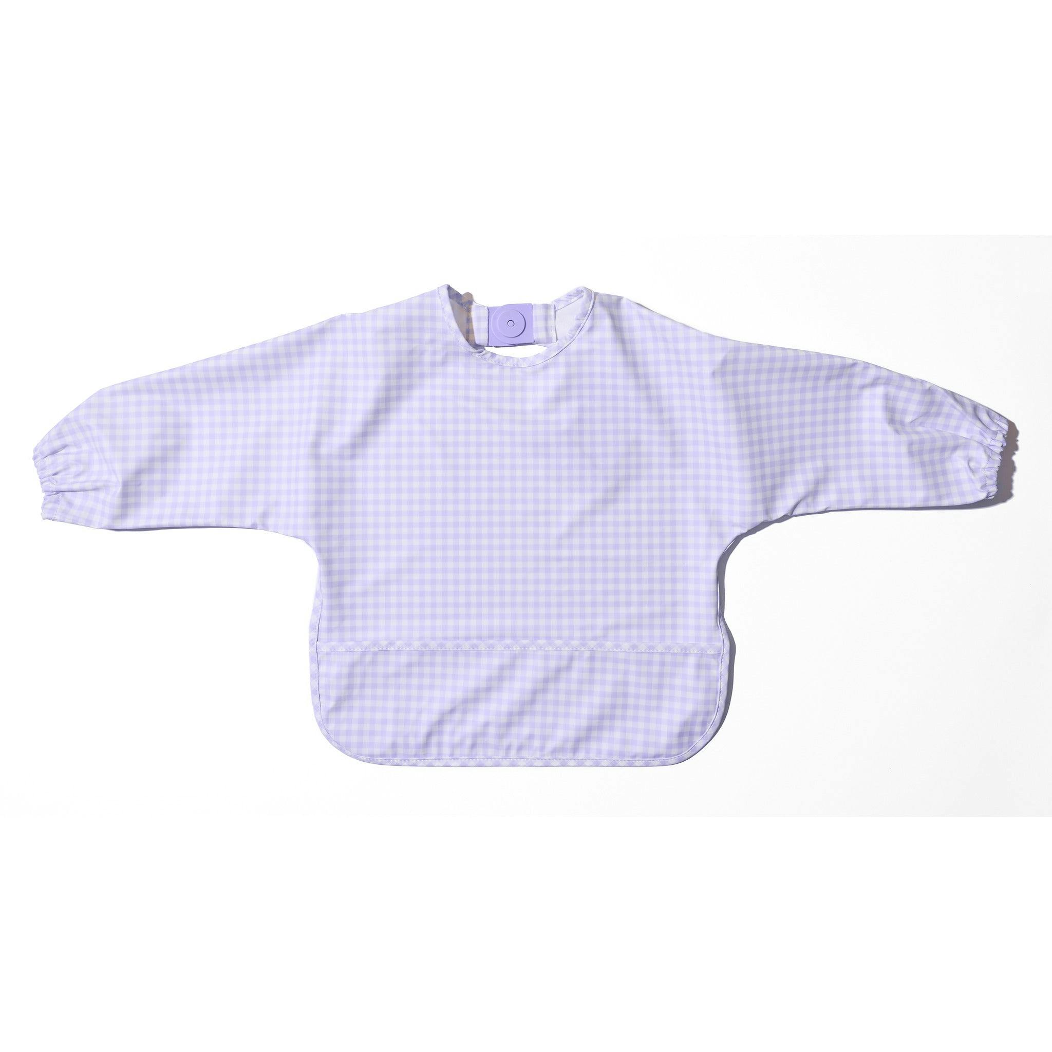 Magnetic Long Sleeve Bib - Violet Check