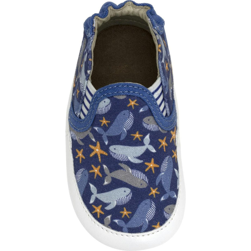 Whale Tale Soft Soles in Dark Blue