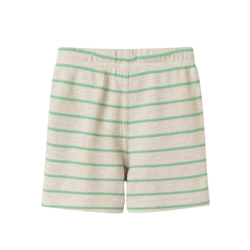 Boys Striped Waffle Polo Set | Oatmeal Dino