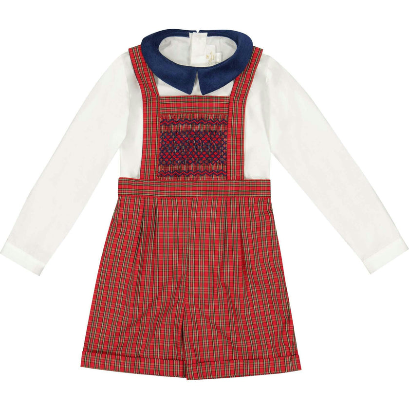 George Navy Tartan Boy Dungaree & Shirt