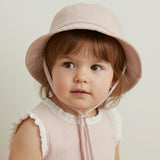 Organic Bucket Sun Hat - Coral Stripes
