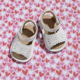 Baby Scallop Sandal | White Leather