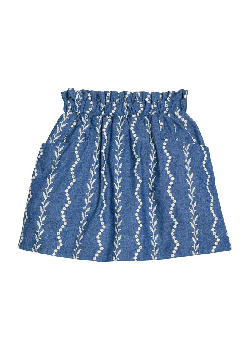 Portofino Skirt - Chamonix Chambray Embroidery