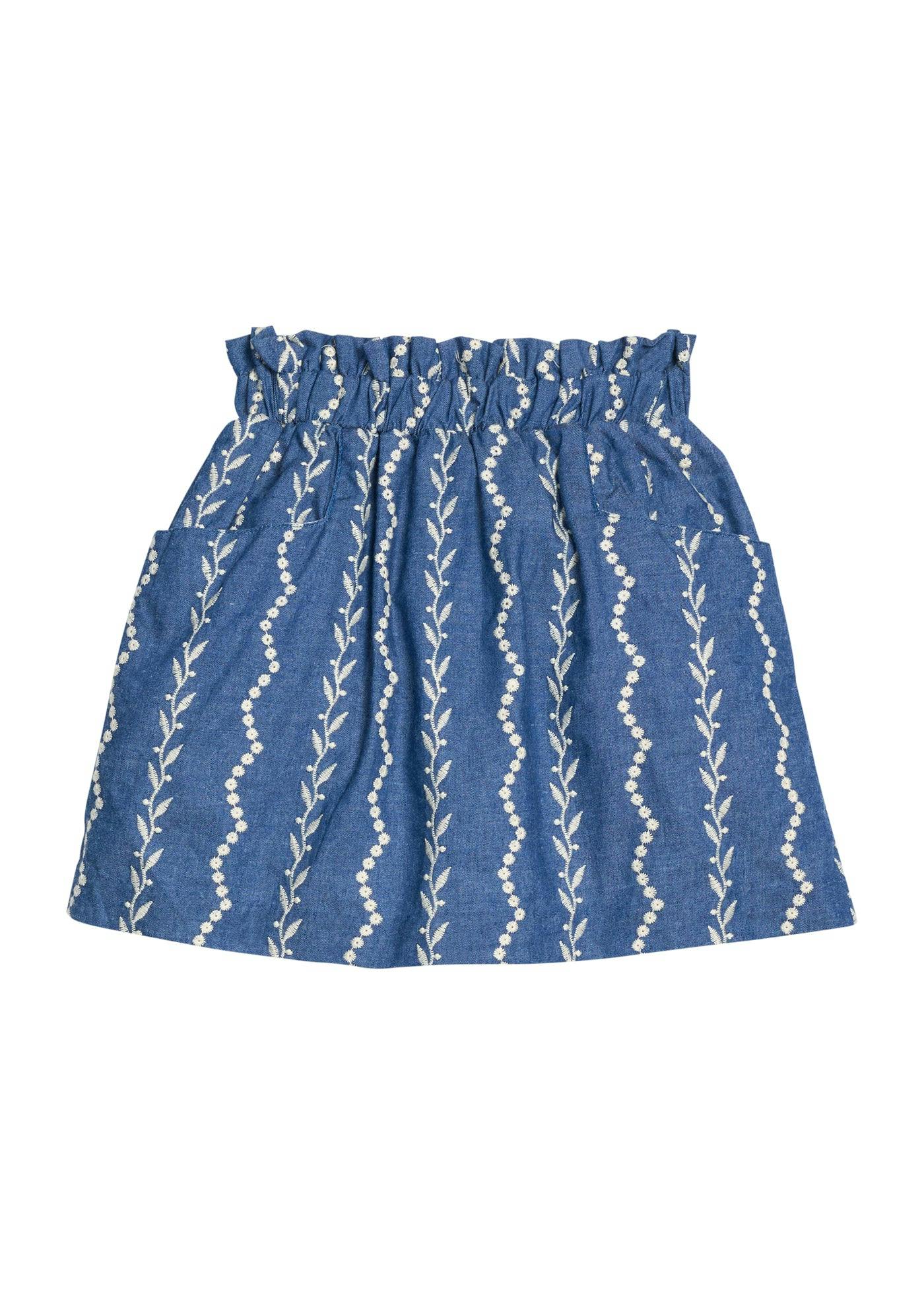 Portofino Skirt - Chamonix Chambray Embroidery